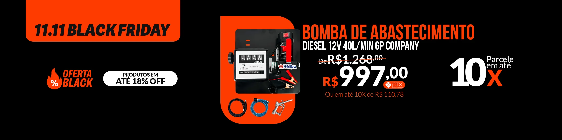 Bomba para Abastecimento de Diesel 12V 40L/Min Gp Company