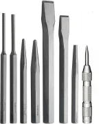 Jogo Saca de Saca Pino e Punção Automatico e Talhadeira com 8Pç