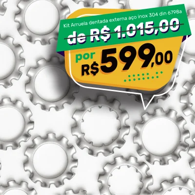 Kit Arruela Dentada Externa Inox 304 DIN 6798A Ø3 a 8mm