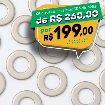 Kit Arruela Lisa Inox 304 DIN 125A Ø3 a 8mm