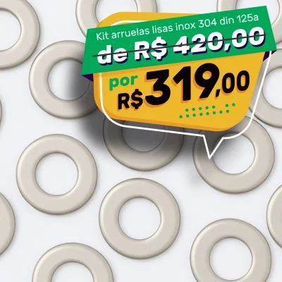 Kit Arruela Lisa Inox 304 DIN 125A Ø8mm