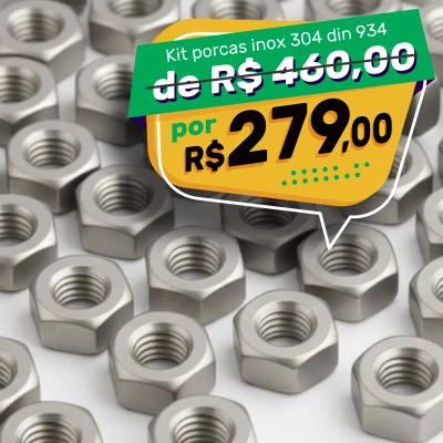 Kit Porca Sextavada Inox 304 DIN 934 Ø5mm