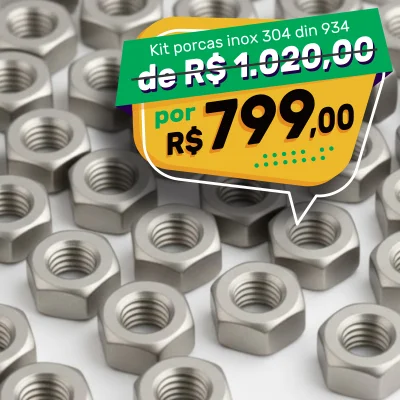 Kit Porca Sextavada Inox 304 DIN 934 Ø8mm