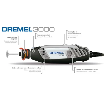 Retifica Dremel 3000 com 10 Acessórios 110V - 120W