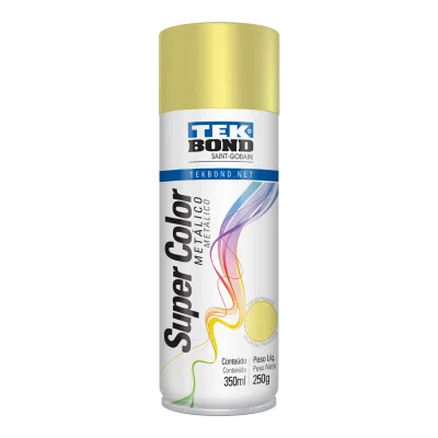 Tinta Spray Metálico Cromato-Prata-Ouro-Dourado 350Ml Tekbond