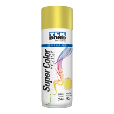 Tinta Spray Metálico Cromato-Prata-Ouro-Dourado 350Ml Tekbond