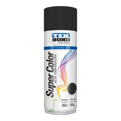 Tinta Spray para Alta Temperatura Preto-Aluminio 350Ml Tekbond