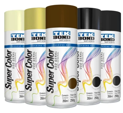 Tinta Spray Preto-Marron-Bege-Dourado 350Ml Tekbond