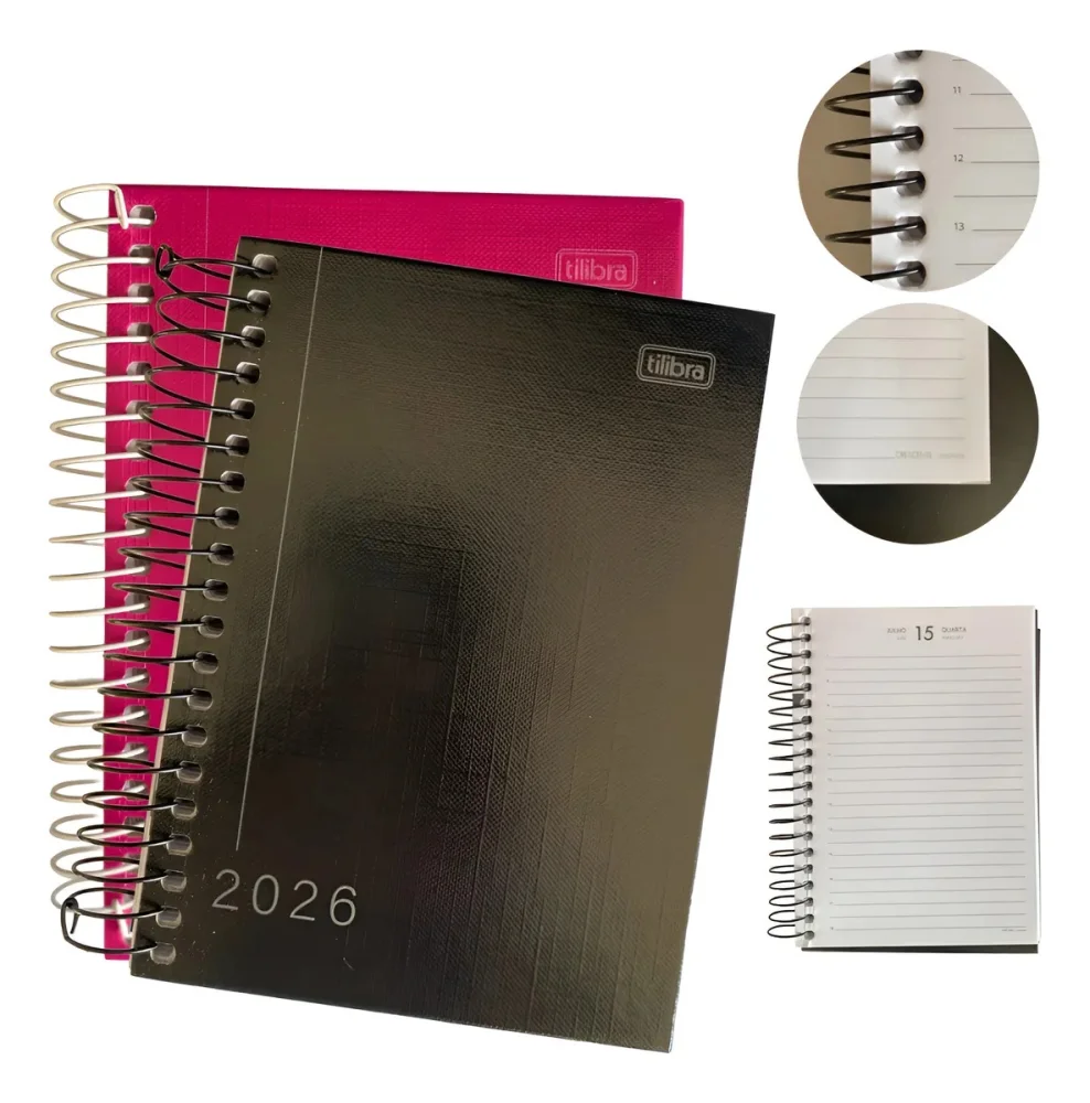 Agenda Diaria 2026 Preta Espiral Papper Tilibra