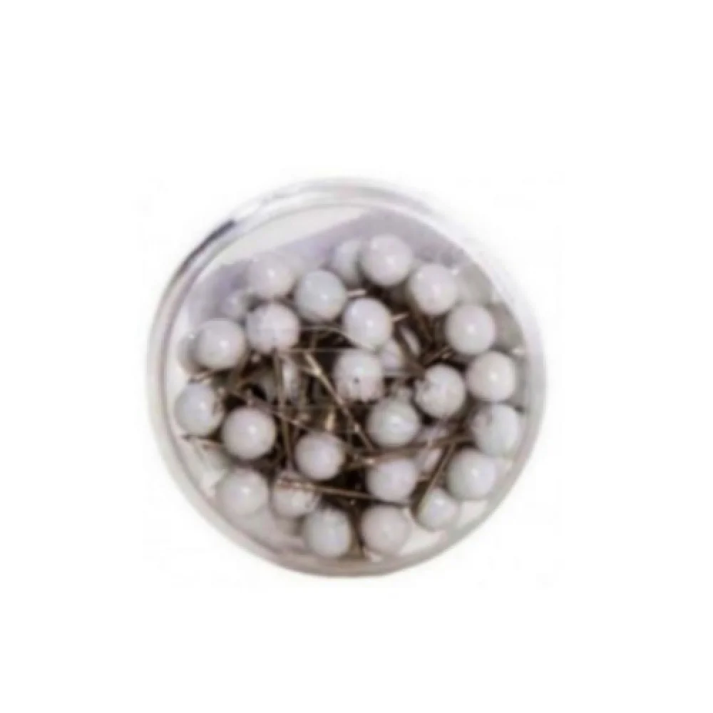 Alfinete P/ Mapa Branco C/ 14 Unidades Grande