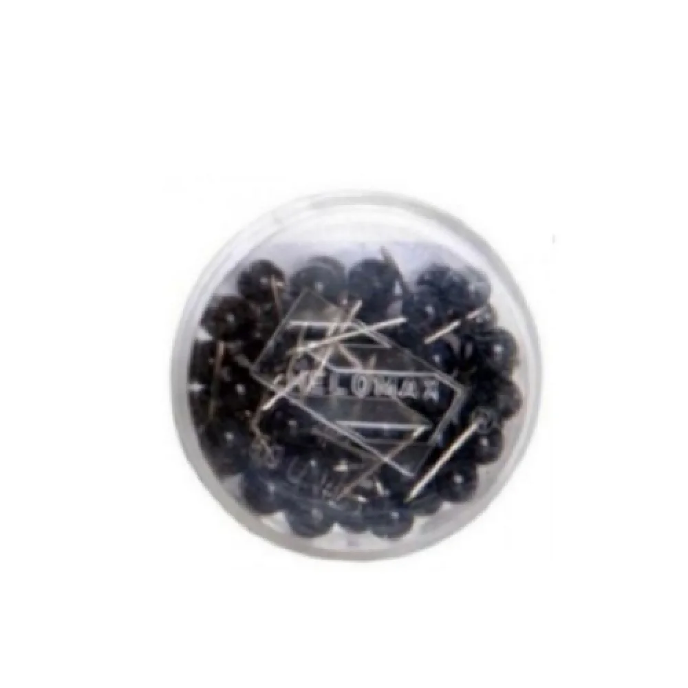 Alfinete P/ Mapa Preto C/ 50 Unidades