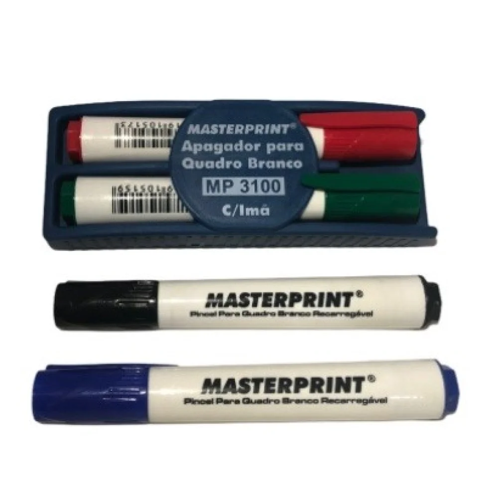 Apagador Quadro Branco C/ Suporte e Ima P/ 02 Pinceis Masterprint