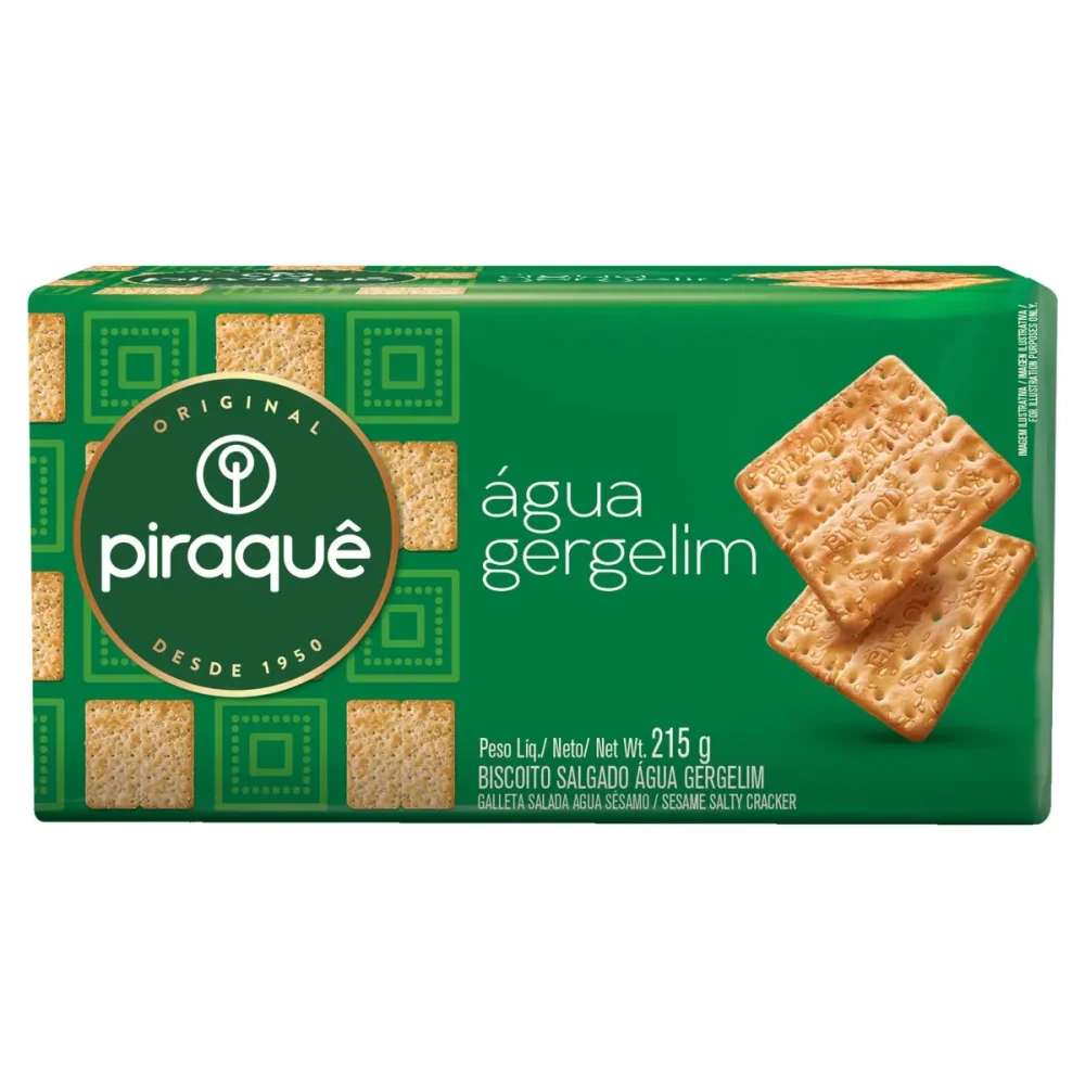 Biscoito Piraque Agua Gergelim 215 Gramas