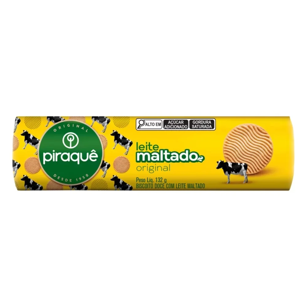 Biscoito Piraque Leite Maltado 132 Gramas