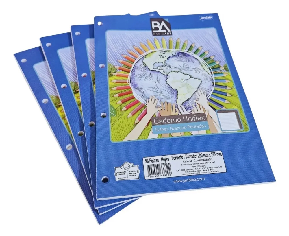 Bloco Fichario Pautado 96 Fls 04 Furos