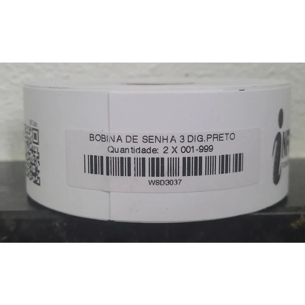 Bobina de Senha 03 Digitos 2 X 001 a 999