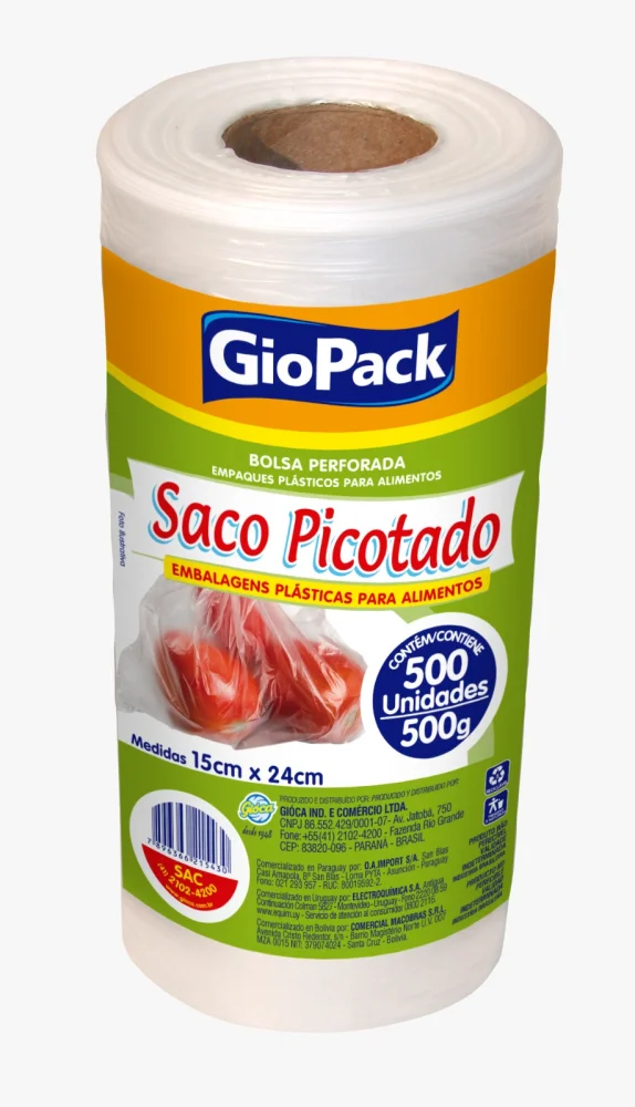 Bobina Picotada 15X24 CM 500 Gramas C/ 500 Unid. Fundo Reto