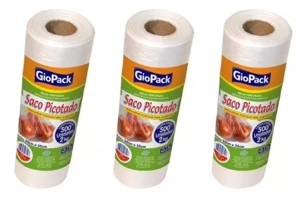 Bobina Picotada 20X35 CM 2 Kg C/ 500 Unid. Fundo Reto