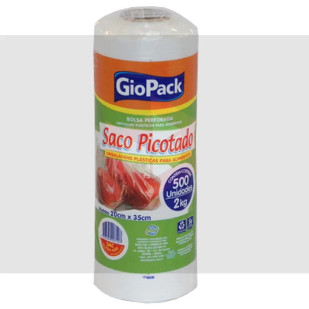 Bobina Picotada 20X35 CM 2 Kg C/ 500 Unid. Fundo Reto