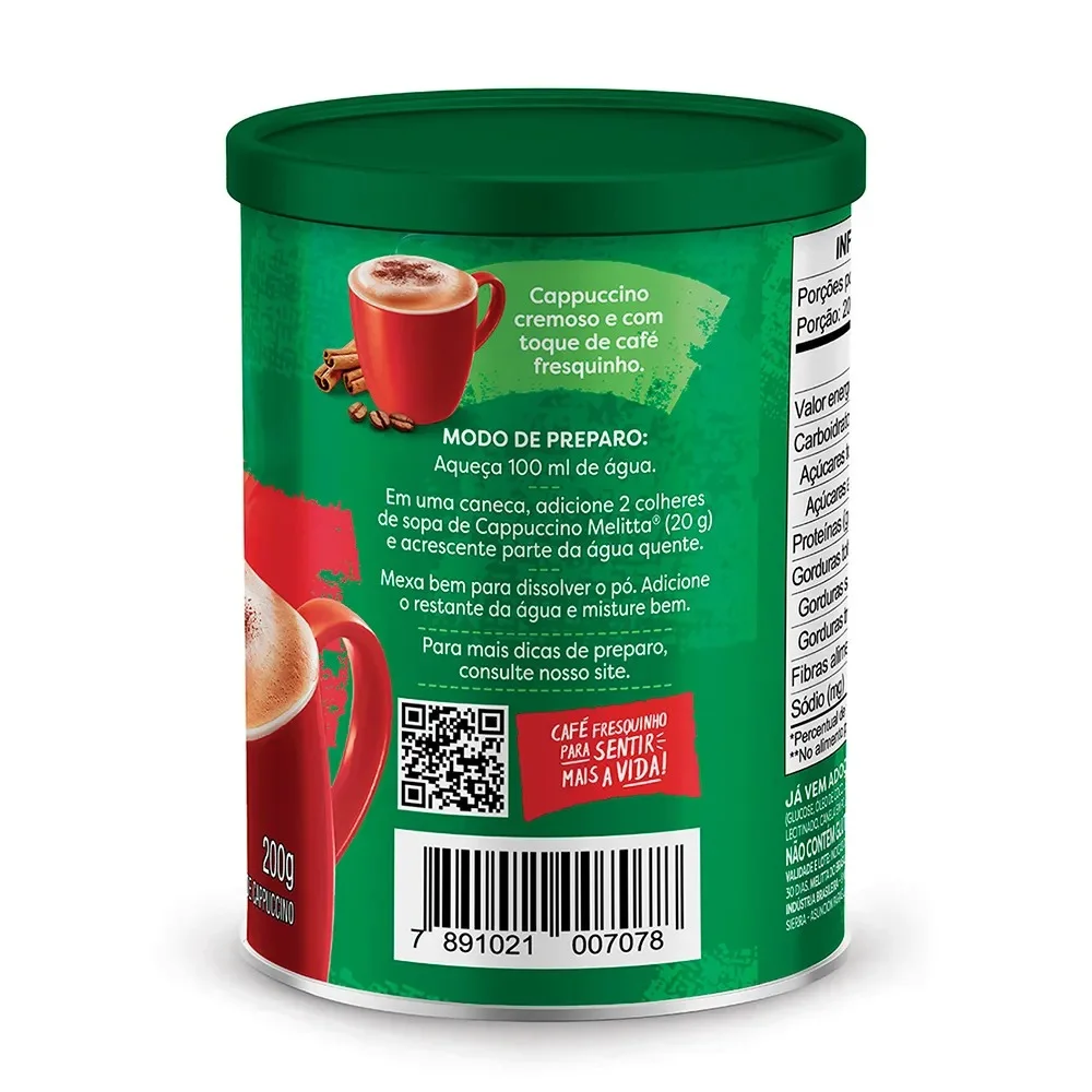 Cafe Cappucino Melitta Tradicional 200 Gramas