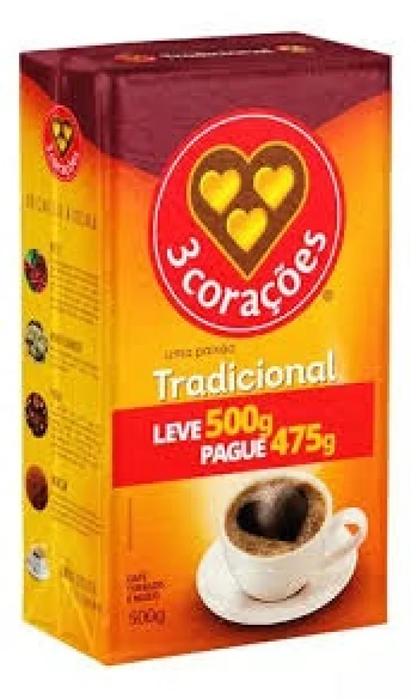 Cafe em Po 3 Coracoes Tradicional a Vacuo 500 Grs