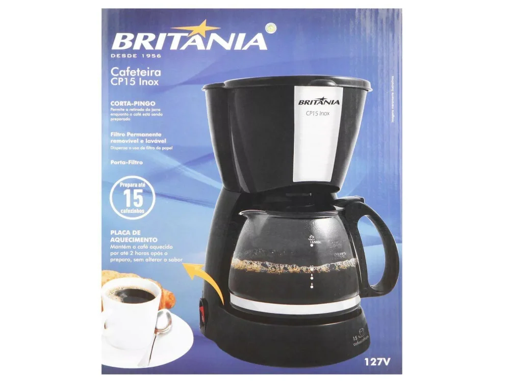 Cafeteira Eletrica Britania 15 Xicaras Inox 127 V
