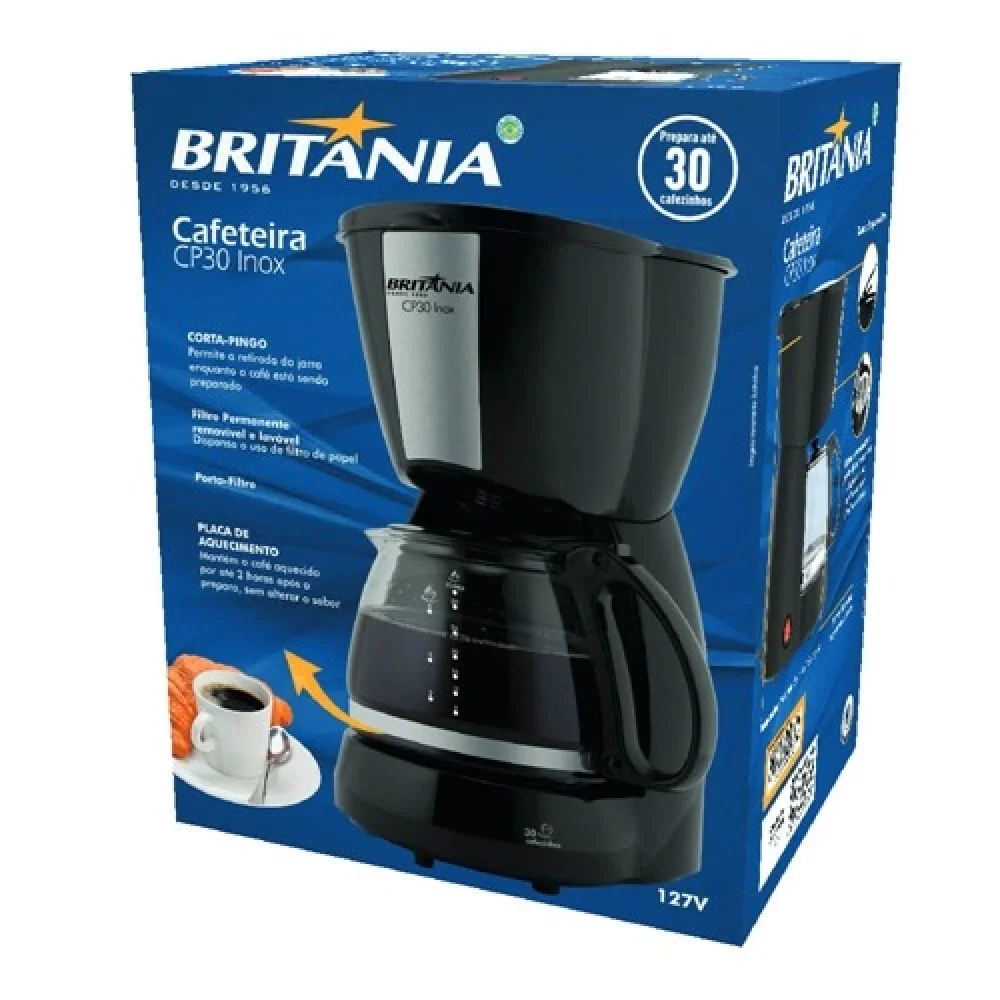 Cafeteira Eletrica Britania 30 Xicaras Inox 127 V