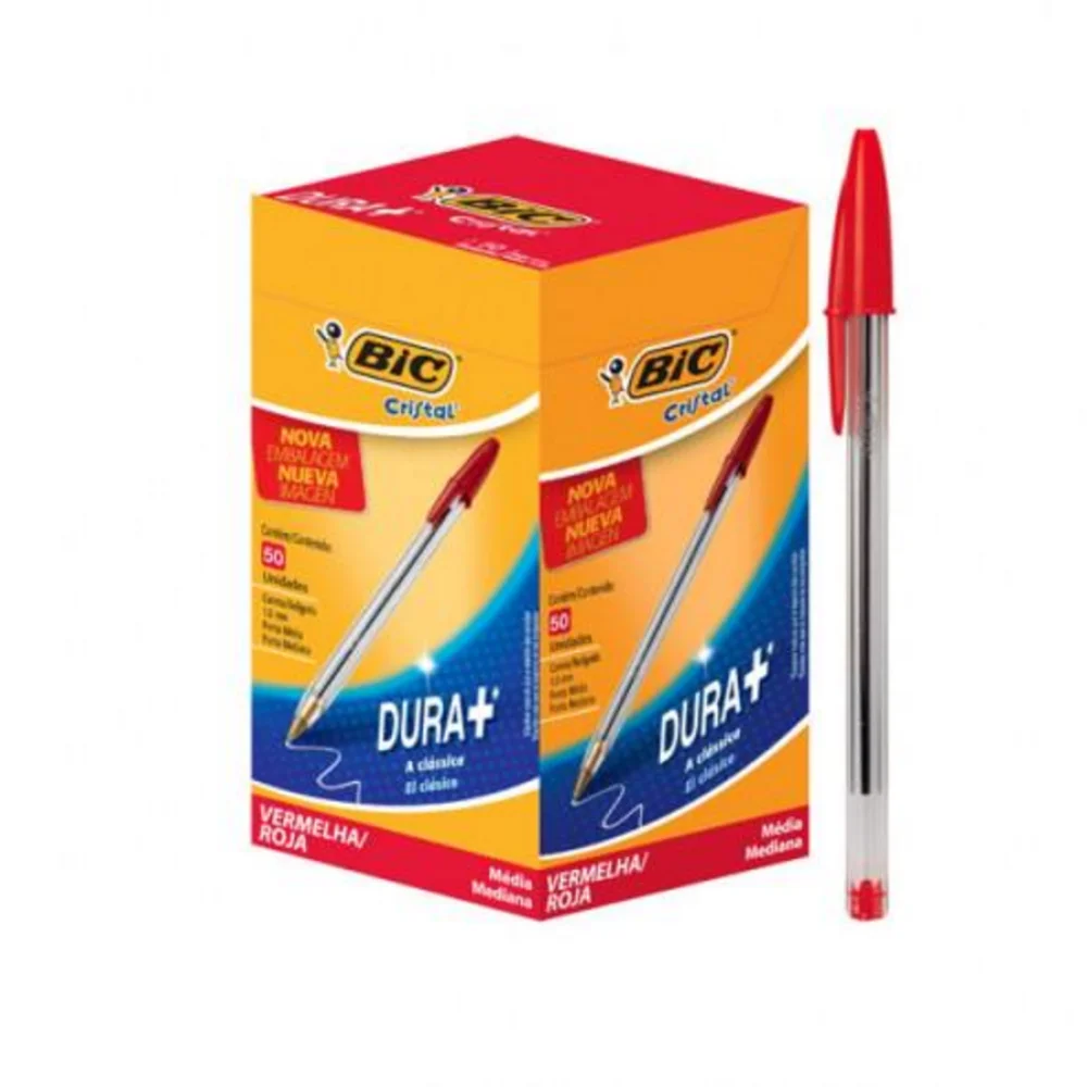 Caneta Esferográfica Bic Cristal Vermelha (Cx. C/ 50 Unidades)