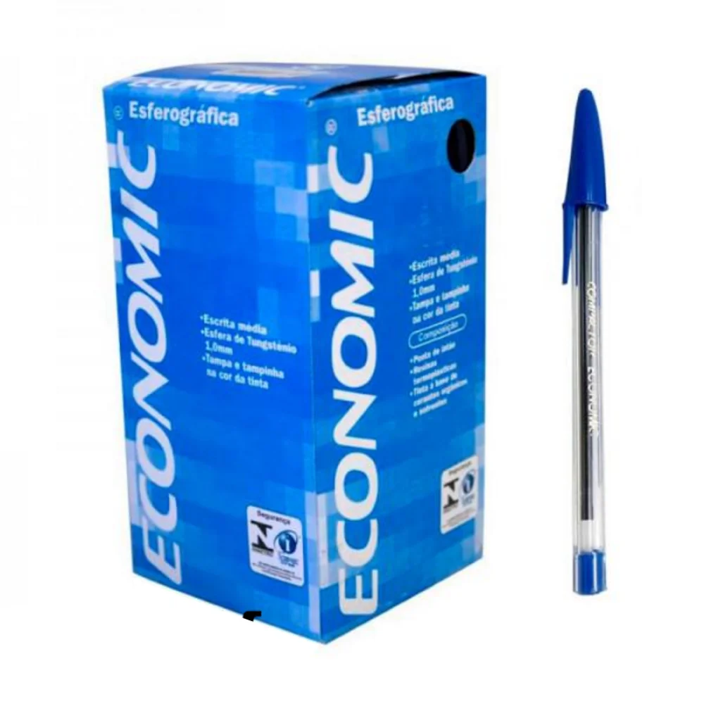 Caneta Esferográfica Economic Escrita Media Azul Compactor