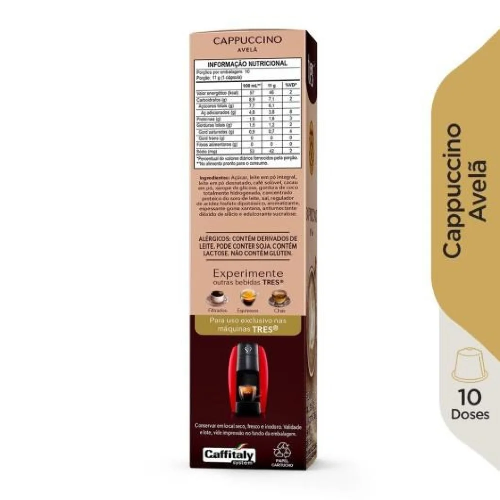 Capsula de Cappuccino Avela 3 Coracoes com 10 Capsulas