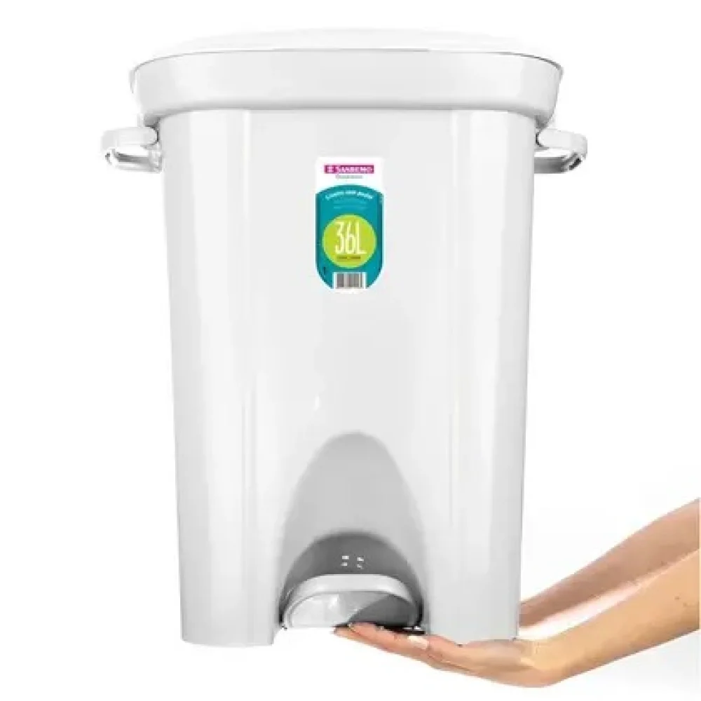 Cesto de Lixo 36 Lts Retangular Branca com Pedal