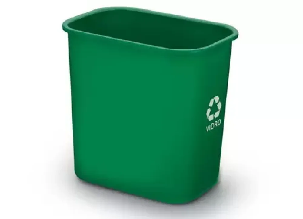 Cesto de Lixo Seletivo Verde Vidro Retang 12 Litros Acrimet