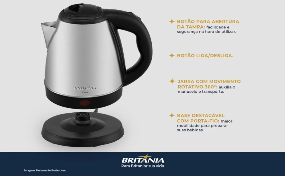 Chaleira Eletrica Inox 12 Litros 127V Britania