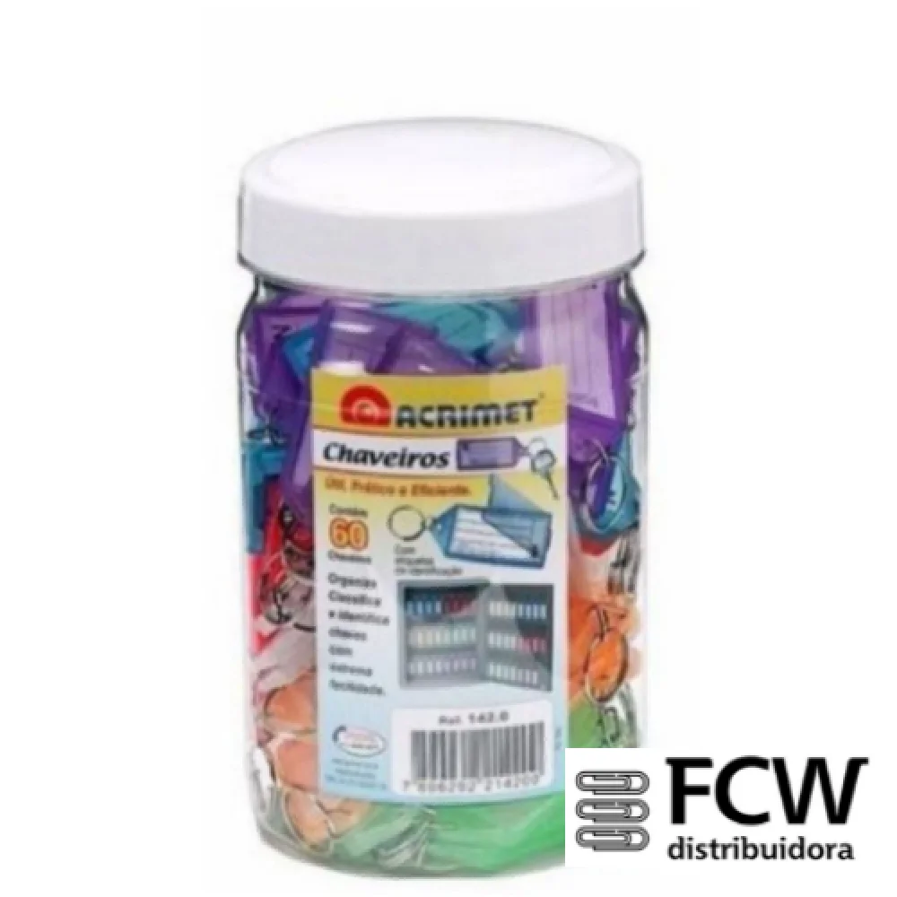 Chaveiro Pote C/60 Unid. Sortidos Acrimet