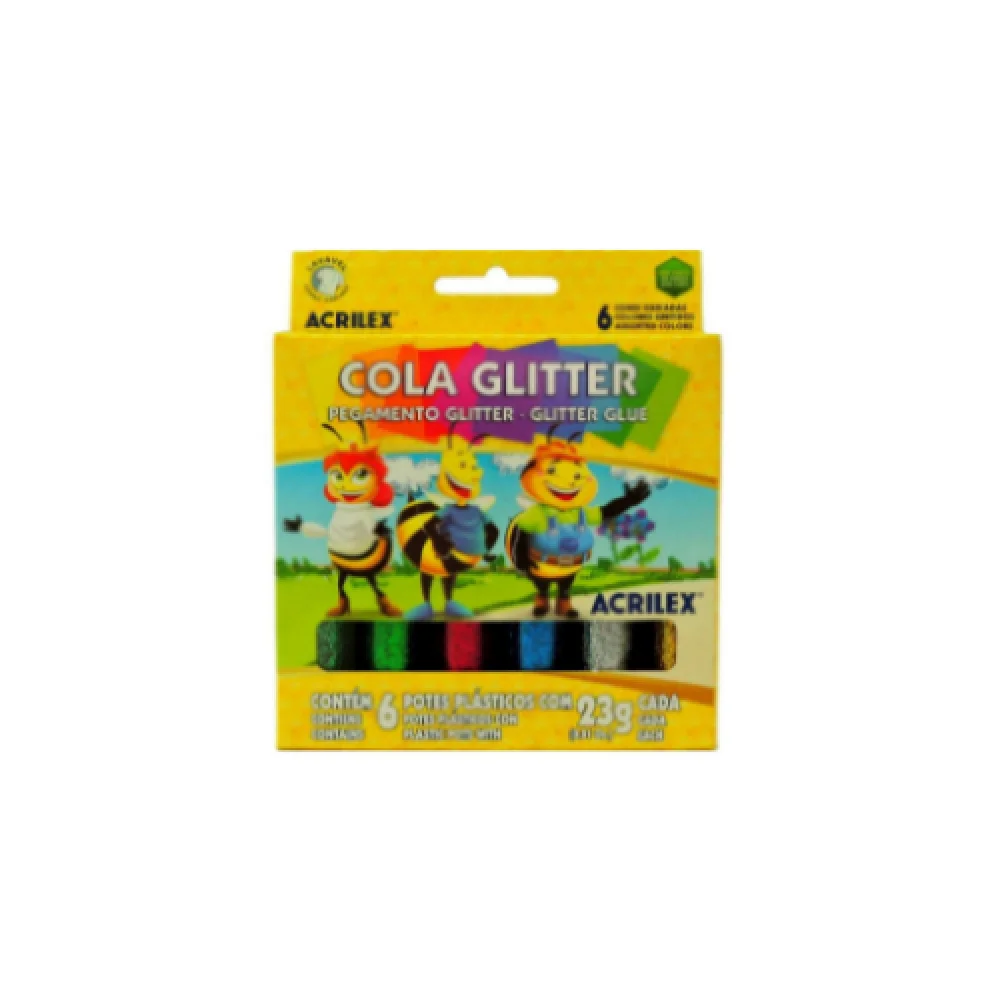 Cola C/ Glitter 23 Grs. Colorida C/06 Unid. Acrilex