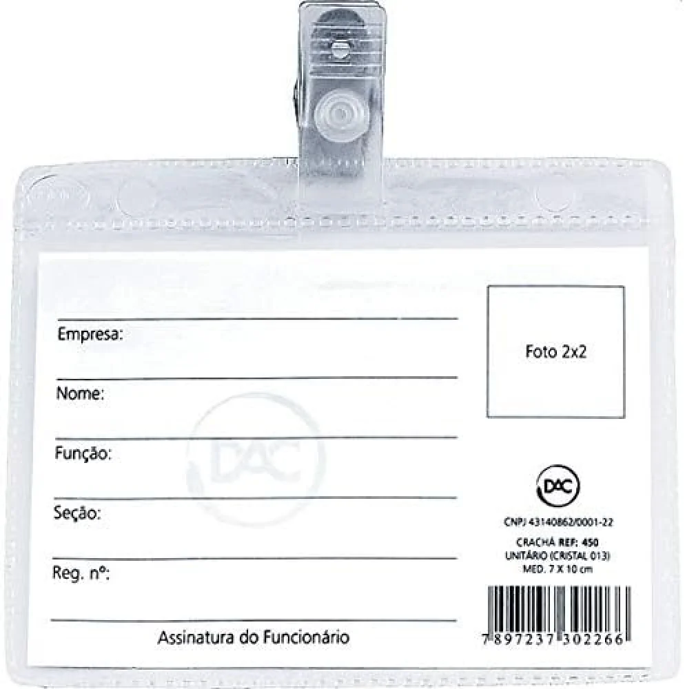 Cracha Dac 7X10 C/Prendedor Unitario Ref 450 Dac