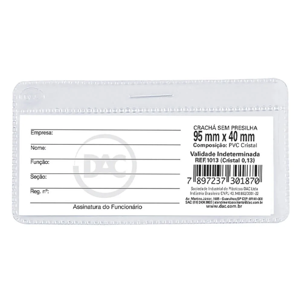 Cracha Dac 9,5X4,0 S/Prendedor C/ 50 Unid. Ref 1013 Dac