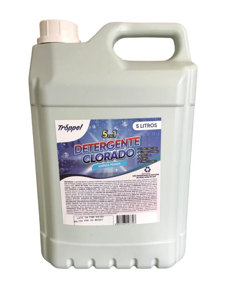Detergente Clorado 5 Litros Limpeza Pesada 5X1 Troppel