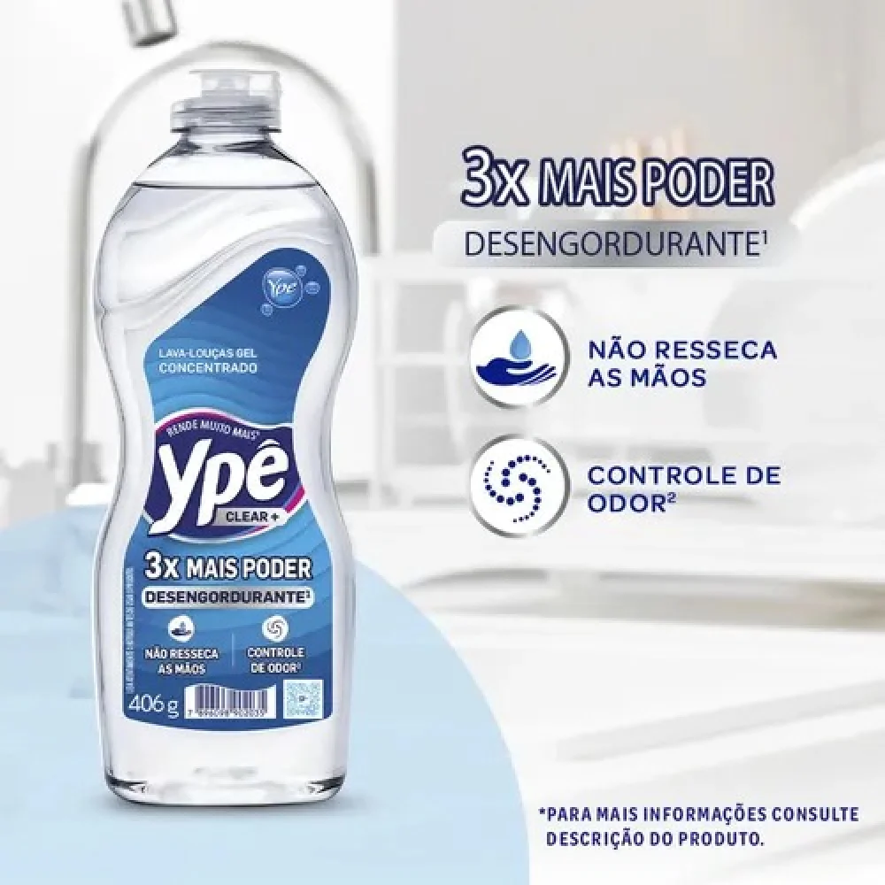 Detergente Gel Concentrado Clear Ype Desengordurante 406 Gr