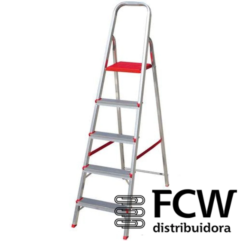 Escada Alumínio 05 Degraus Botafogo Cap. 120 Kilos