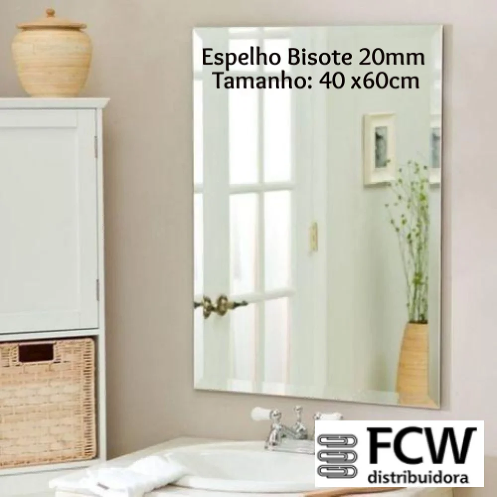 Espelho Bisotê 20Mm Tamanho 40X60 CM