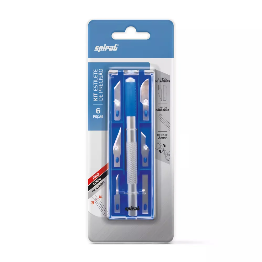 Estilete de Precisao Kit com 06 Pecas Corpo Aluminio
