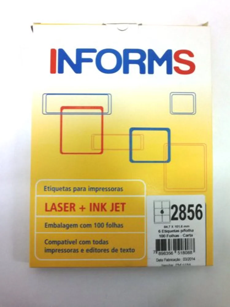 Etiqueta 6184 2856 C/ 100 Fls. C/ 600 Etiq. Informs/Imprimaster