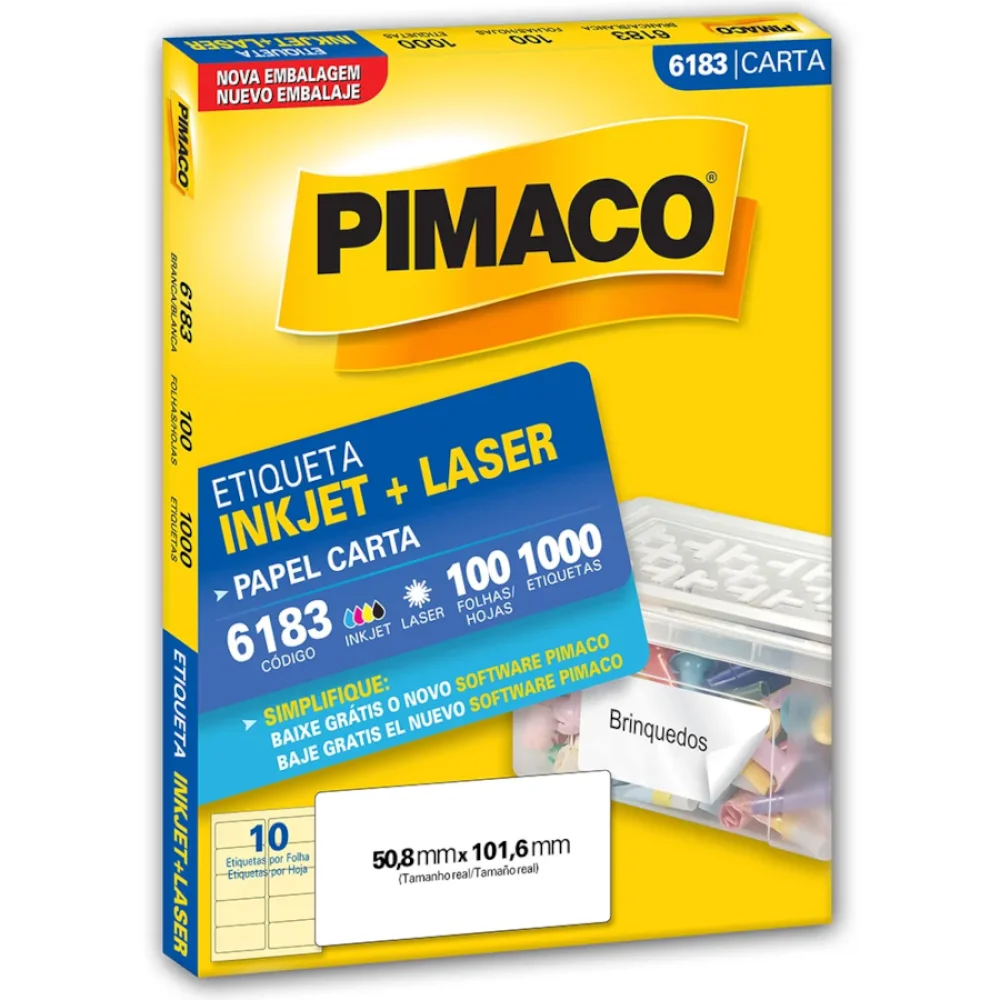 Etiqueta Laser Jet 6183 Pimaco 50,8 X 101,6 C/100 Fls.