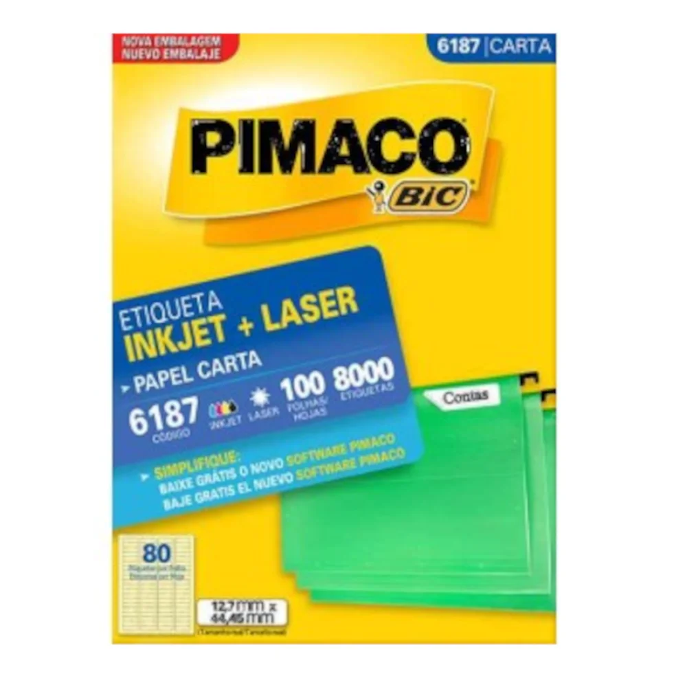 Etiqueta Laser Jet 6187 Pimaco 12,7 X 44,45 C/100 Fls.