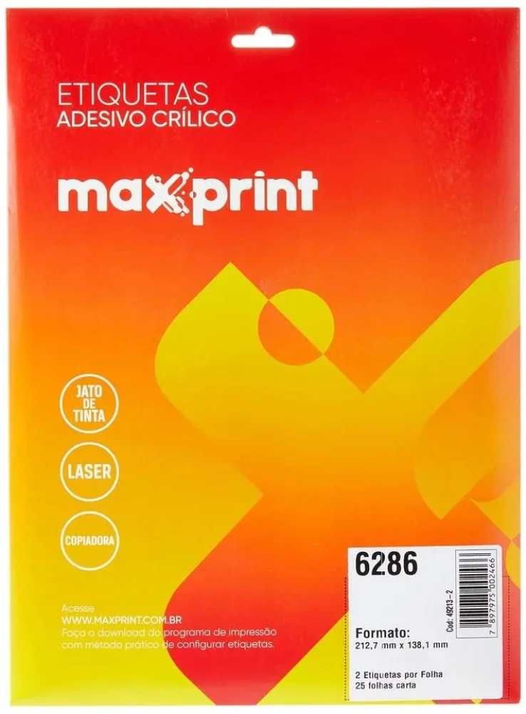 Etiqueta Laser Jet 6286 212 MM X 138,1 MM C/25 Fls Maxiprint