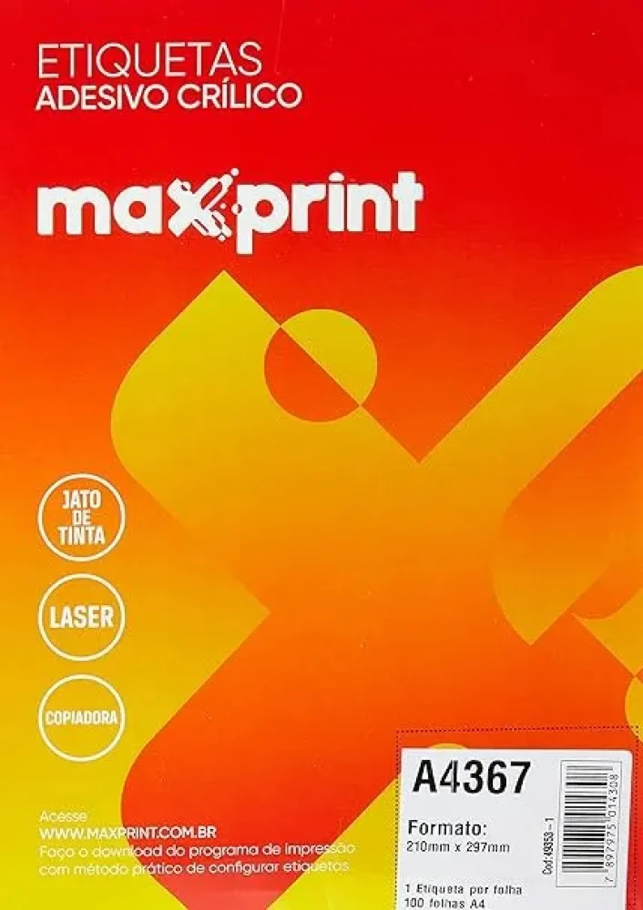 Etiqueta Max A4367 C/ 100 Fls. C/100 Etiq. Maxprint