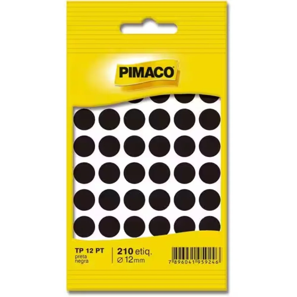 Etiqueta Pimaco Tp-12 Preta C/210 Unidades