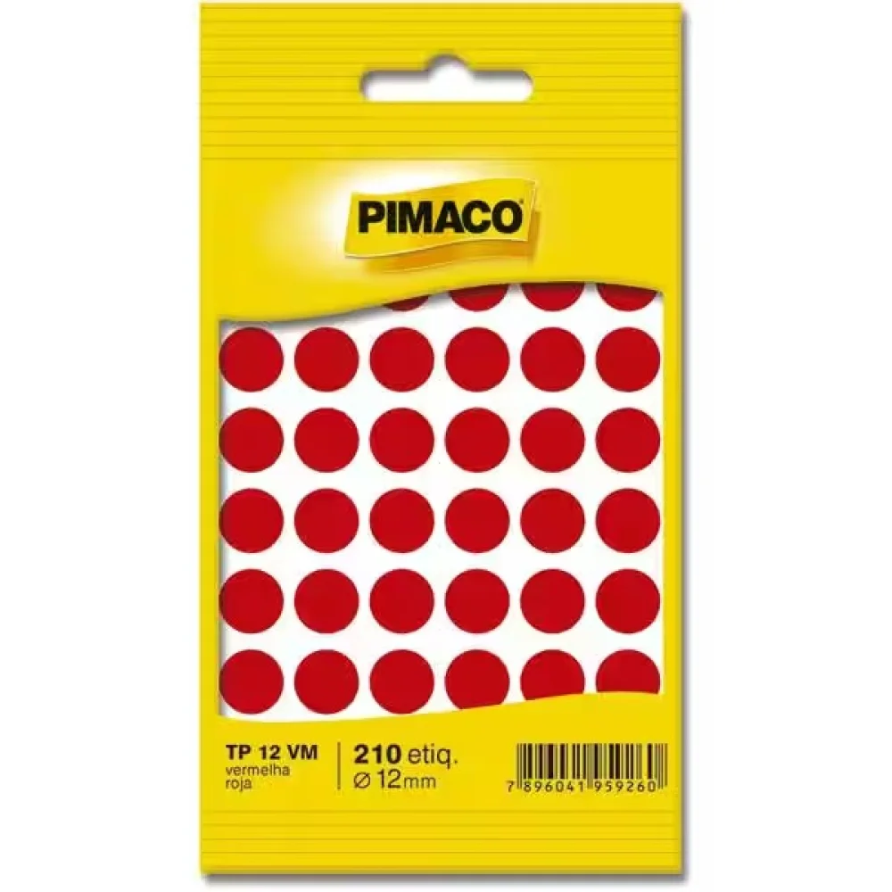 Etiqueta Pimaco Tp-12 Vermelha C/210 Unidades