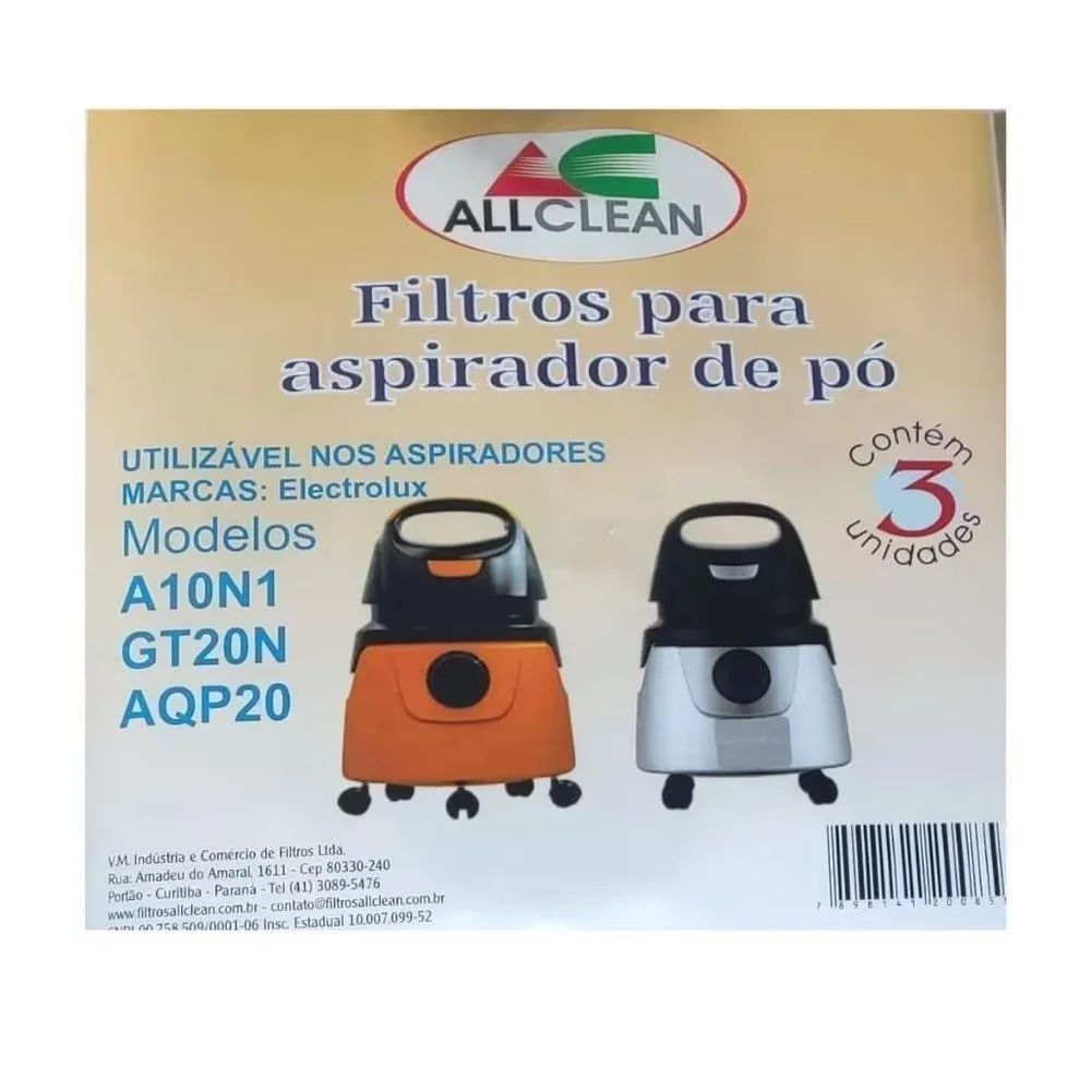Filtro de Aspirador de Po Eletrolux A10 com 03 Unidades